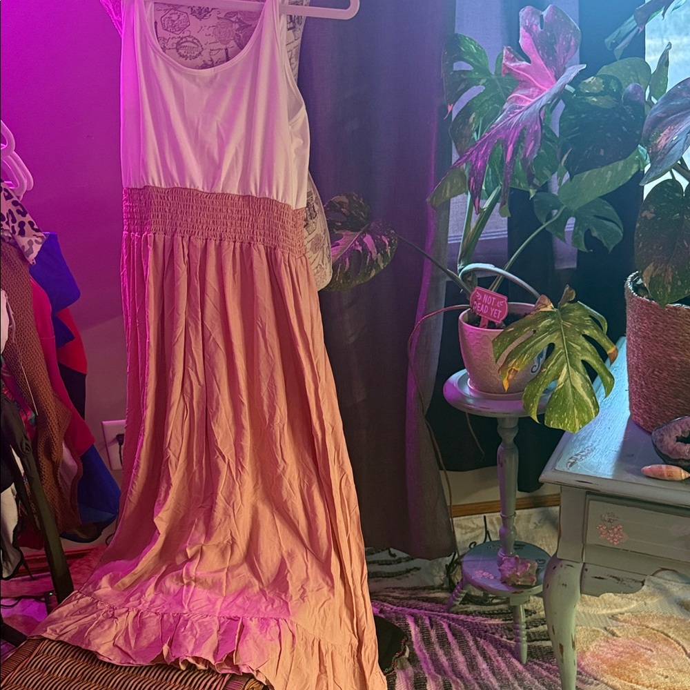 Cupshe White and Pink Maxi Dress
